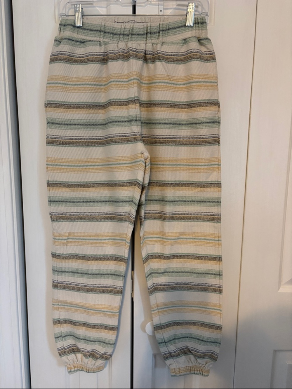 O'Neill Cream Joggers with Sage and Mustard Stripes